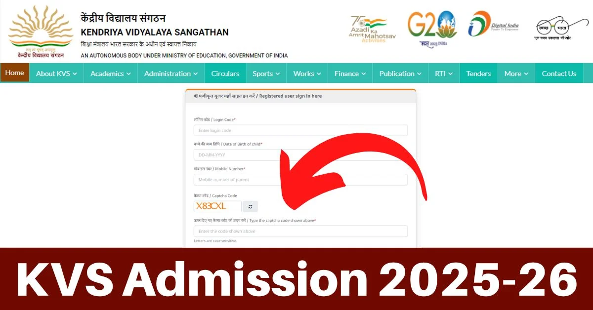 KVS Class 1st Admission 2025 Apply Online @kvsangathan.nic.in