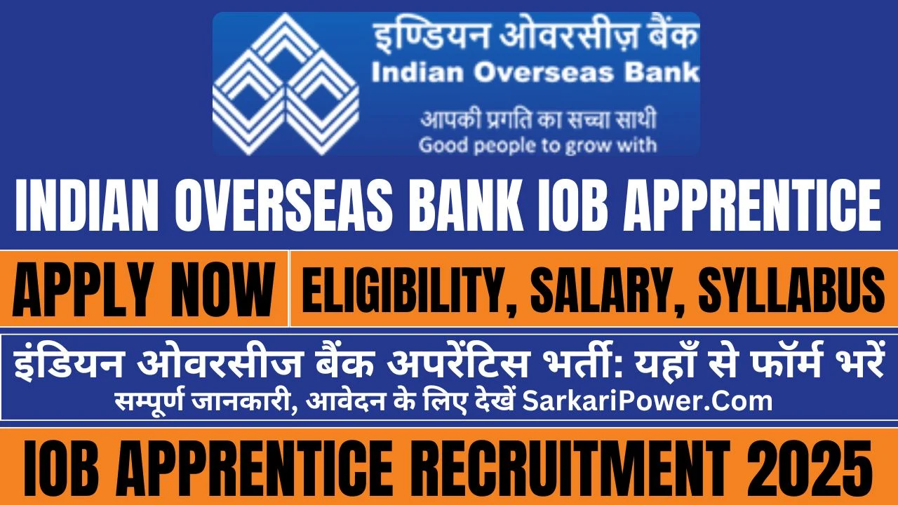 Indian Overseas Bank IOB Apprentice Recruitment 2025