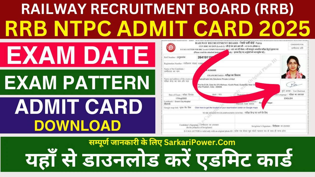 Railway RRB NTPC Admit Card